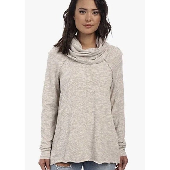 FP Beach Free People Women’s Long Sleeve Cocoon Cowl Pullover Oatmeal Size XS - Picture 10 of 10